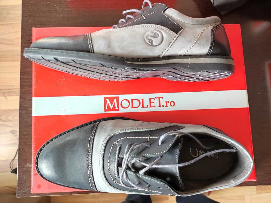 4 Pantofi din piele Modlet negru / burgund, casual, mar. 39/40, noi