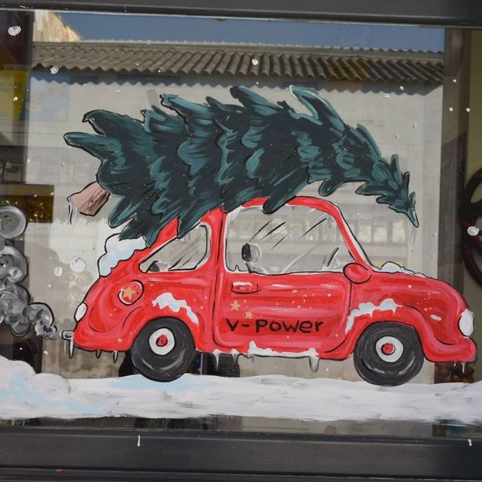 Роспись на окне на новый год,рисунки