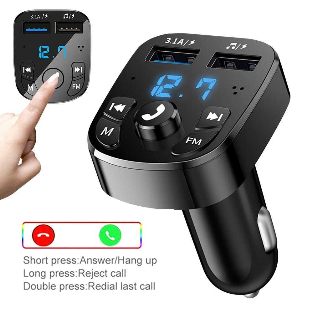 Блутут FM трансмитер Kebidu, Волтметър 2USB заряднo GSM Bluetooth Car