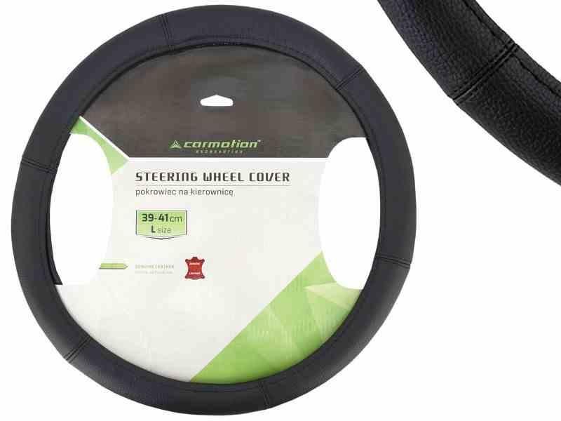 калъф за волан, l 39-41 см, естествена кожа, черен 58217 carmotion