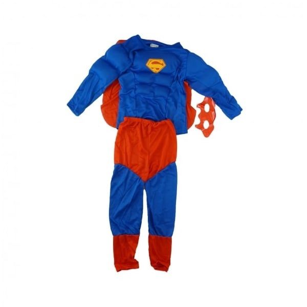 Costum Superman cu muschi, pelerina si masca, 7-9 ani, 120-130 cm