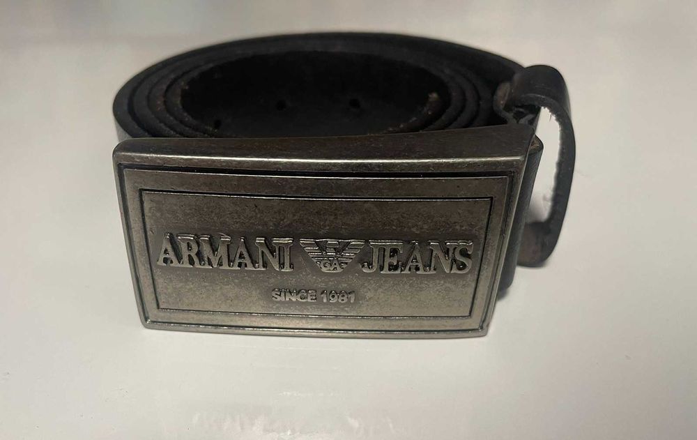 Нов мъжки колан от естествена кожа Armani Jeans дължина 110см