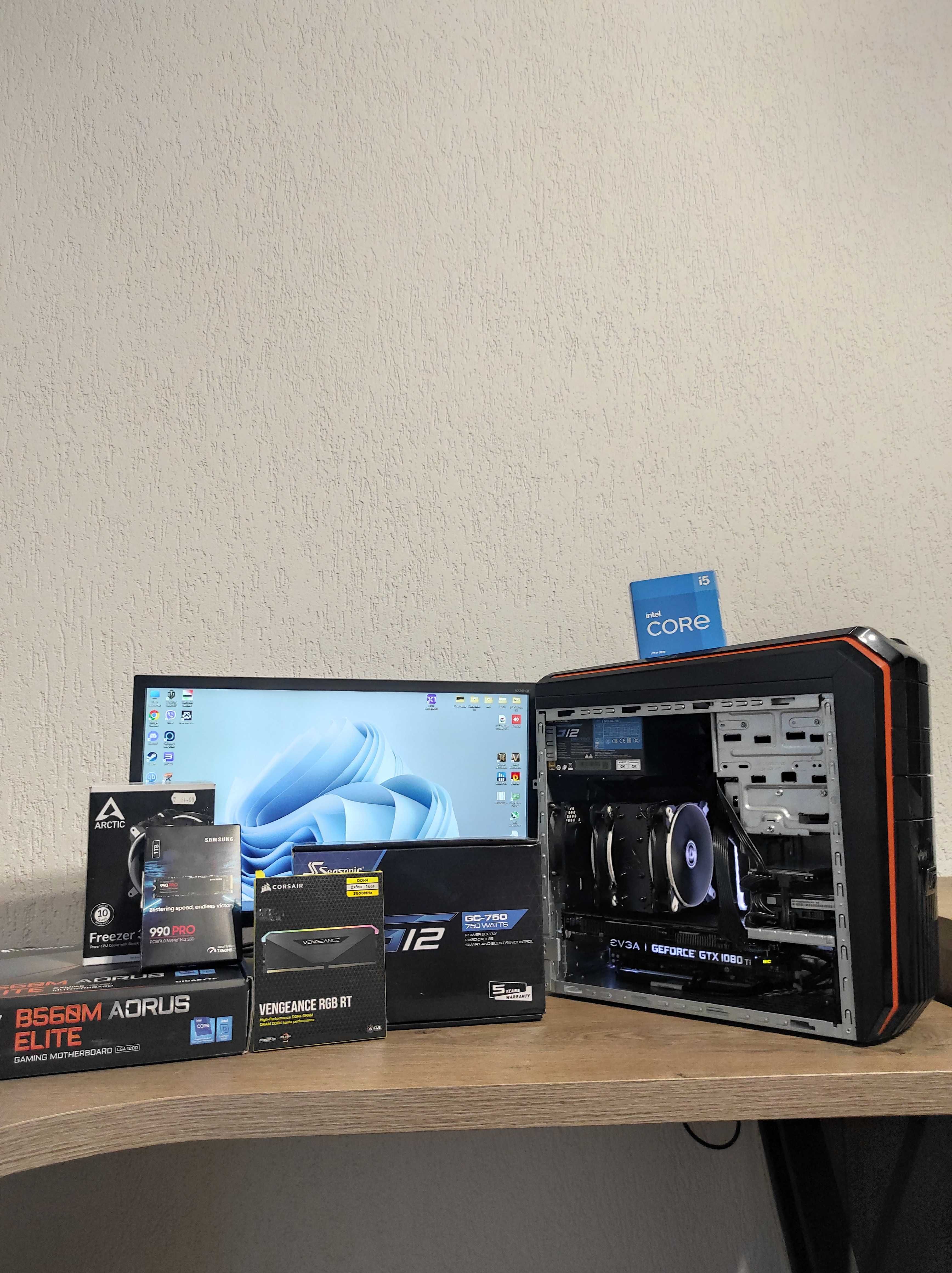 Геймърски компютър I5-11400f/GTX 1080Ti/16gb/1TB SSD + подарък монитор