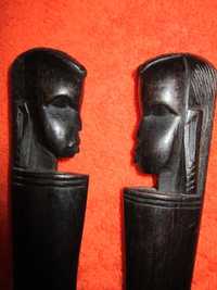 cadou inedit-arta africana,lemn ,vintage -sculpturi pereche -El si Ea