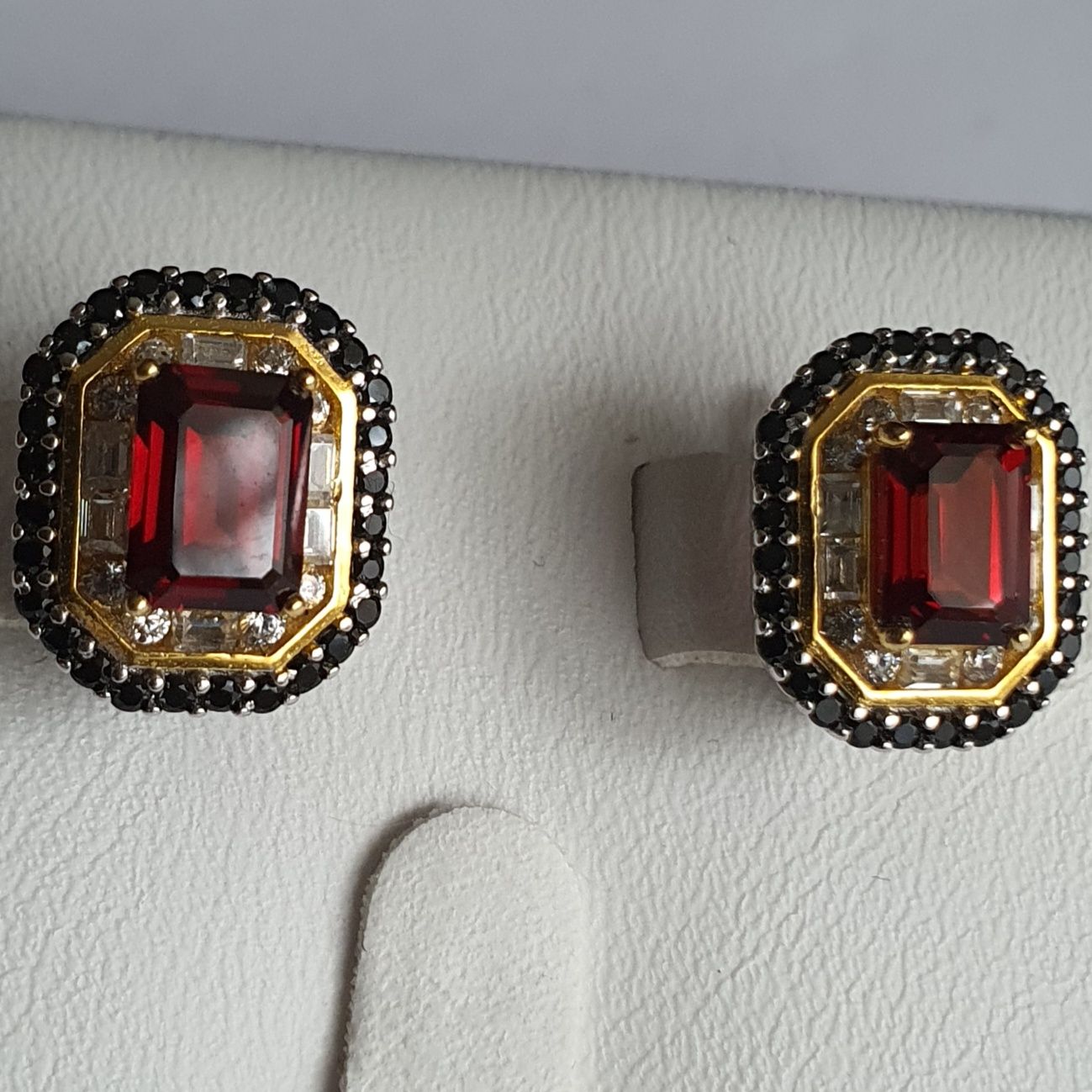 cercei argint 925 cu granate, spinel negru si CZ