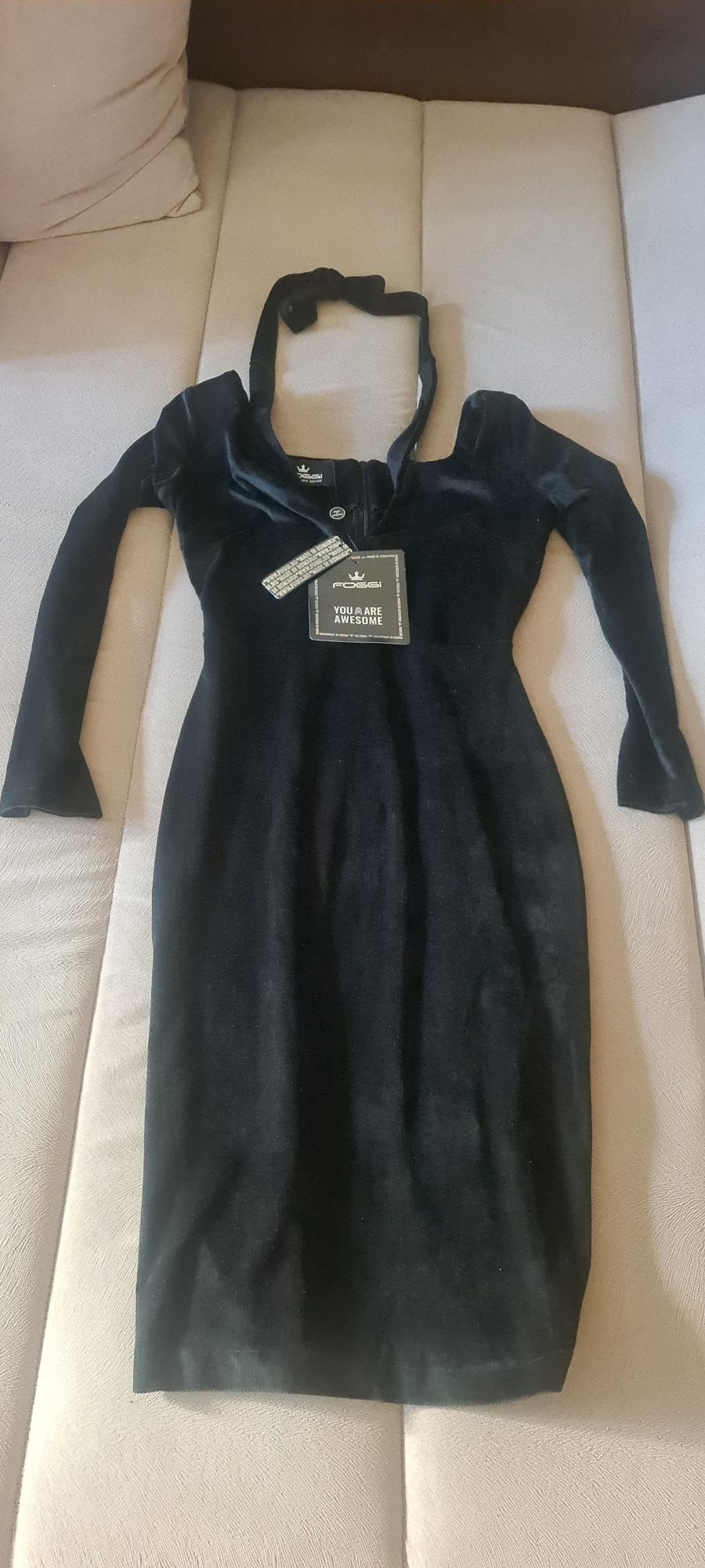 Rochie casual Foggi catifea