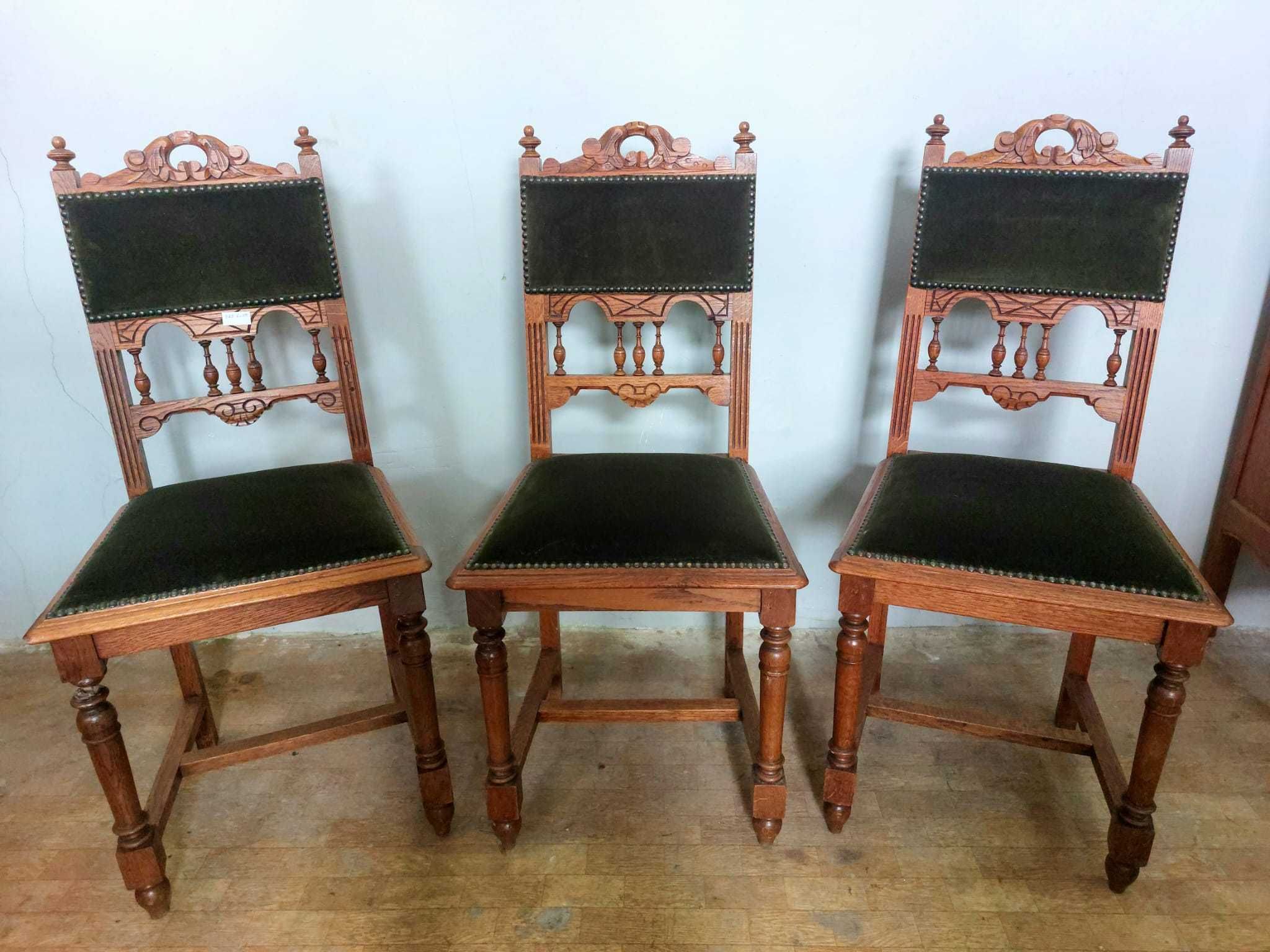 6 броя антикварни трапезни столове от дъбов масив