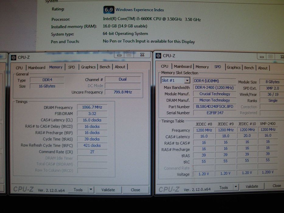 Kit memorie ram DDR4 16GB Ballistix Micron XMP 2400 Mhz CL16 1.2v