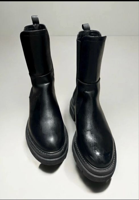 Ghete damă negre stil combat – talpă groasă