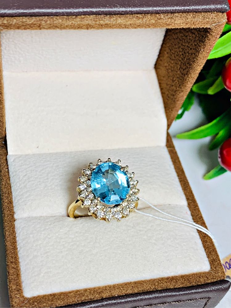 Бриллиантовое кольцо с натуральным камнем – Топаз