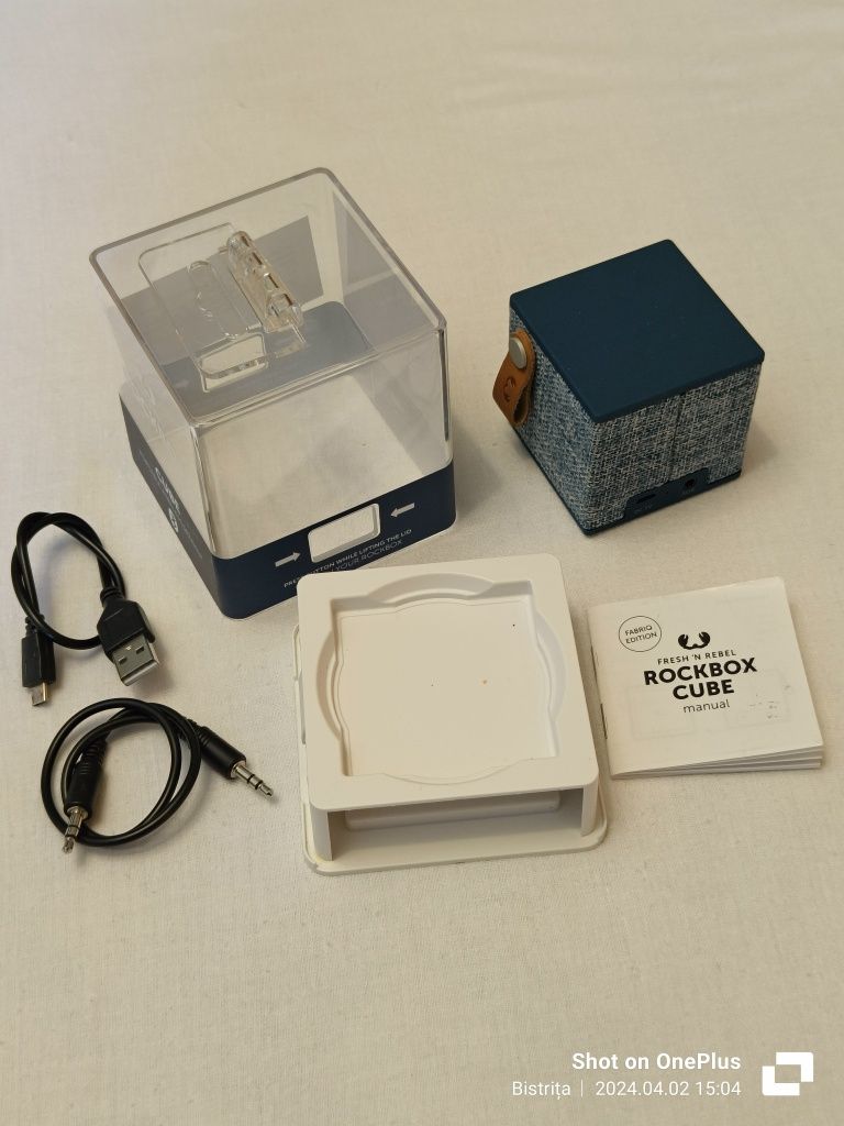 Boxa Portabila Bluetooth Fresh'n Rebel Rockbox cube, 3W, Gri 1RB1000IN