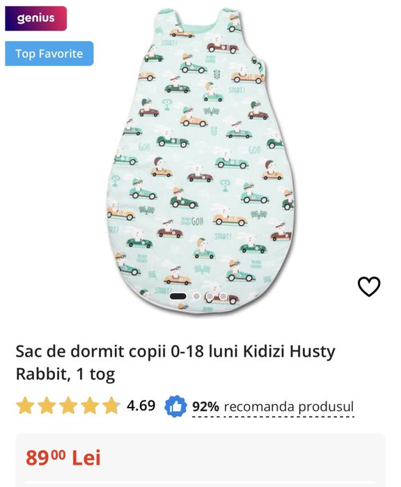 Sac de dormit copii 0-18 luni Kidizi Husty Rabbit, 1 tog