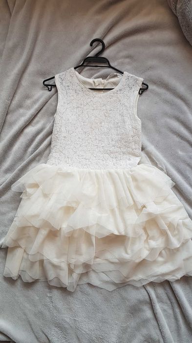 Детска бяла официална рокля с пайети H&M 13-14 години до 164см