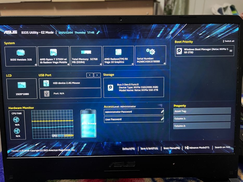 Asus rid gaming Fx505d 32 gb RAM , 2tb ssd nvme,