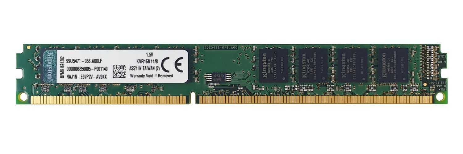 Memorie Desktop - Kingston﻿ 8GB DDR3 1600MHz PC3-12800 | KVR16N11/8