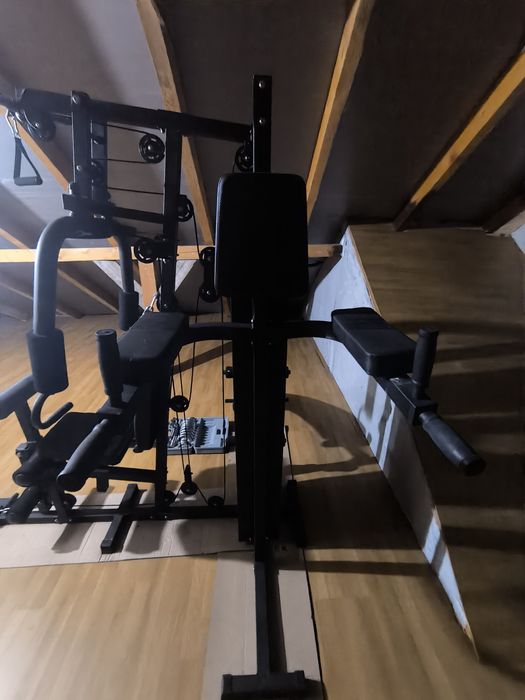 Aparat multifuncțional fitness, bonus steper și set gantere.