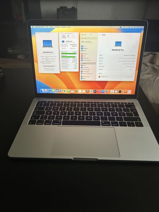 Macbook Pro 13" A1708 i5 8GB RAM 128 GB SSD silver baterie 192 cicluri