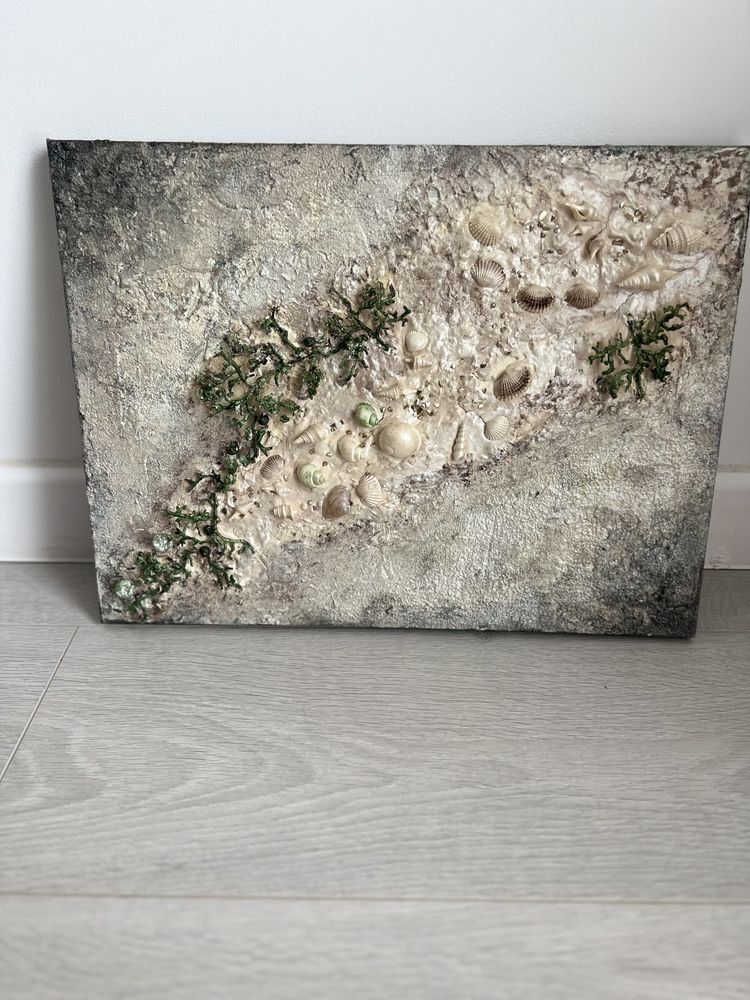 Tablou Acryl pictat manual 40x30 cm.l cu Scoici și iarba