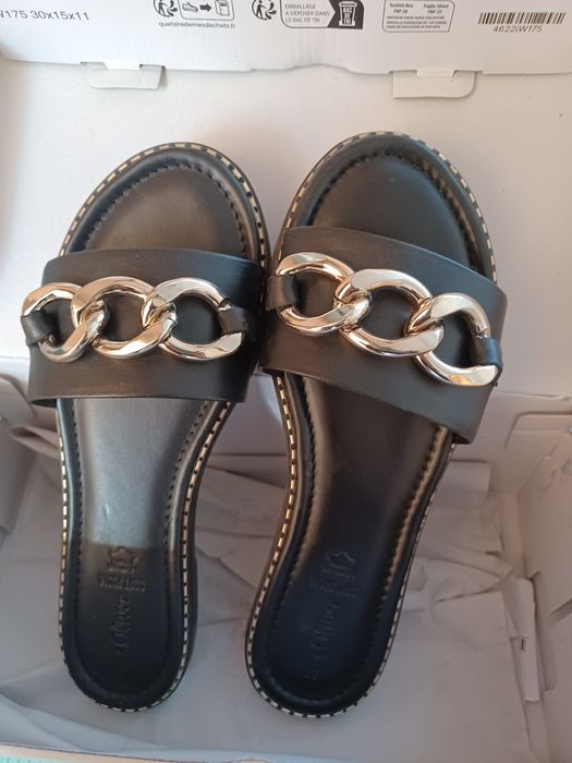 Дамски чехли естествена кожа Sol