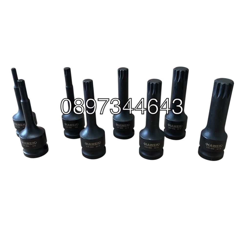 Комплект ударни битове 8бр SPLINE 1/2“ Hawek-HW-2052