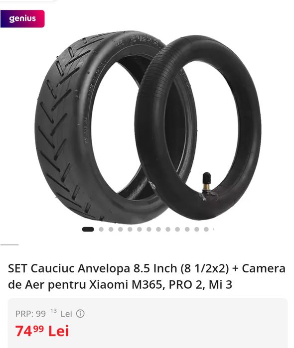 Roata trotineta xiaomi m365 pro 2/mi3 (cauciuc +camera) NOU