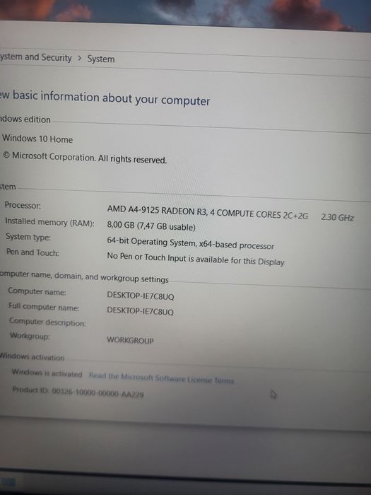 Laptop Lenovo V145-15AST FUNCȚIONAL