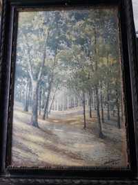 Peisaj an padure.tablou vechi 1930