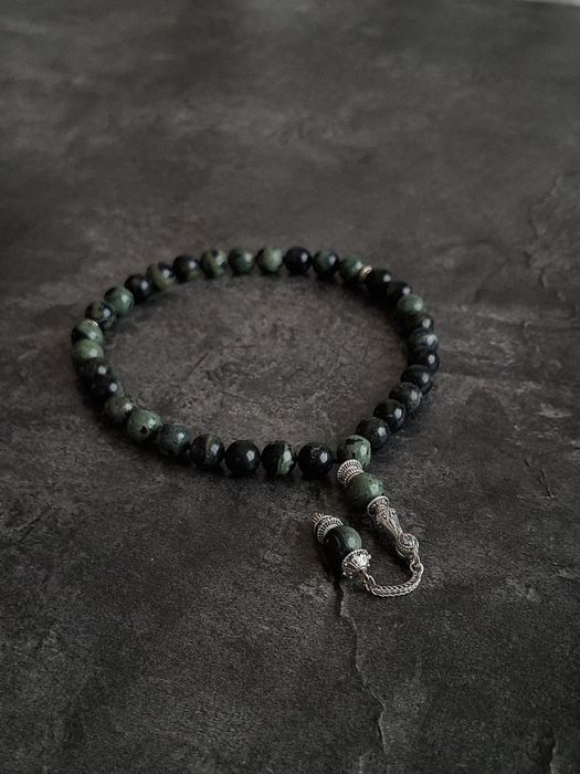 Премиальные чётки(тасбих) ручной работы из змеевика — 33 бусины