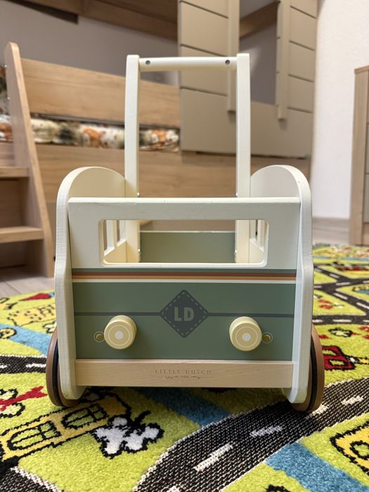 Детска дървена проходилка Little Dutch - Vintage, вагонче