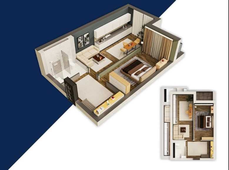 Продается 2-комн квартира 61 м² в новом бизнес-комплексе по 900$/м²