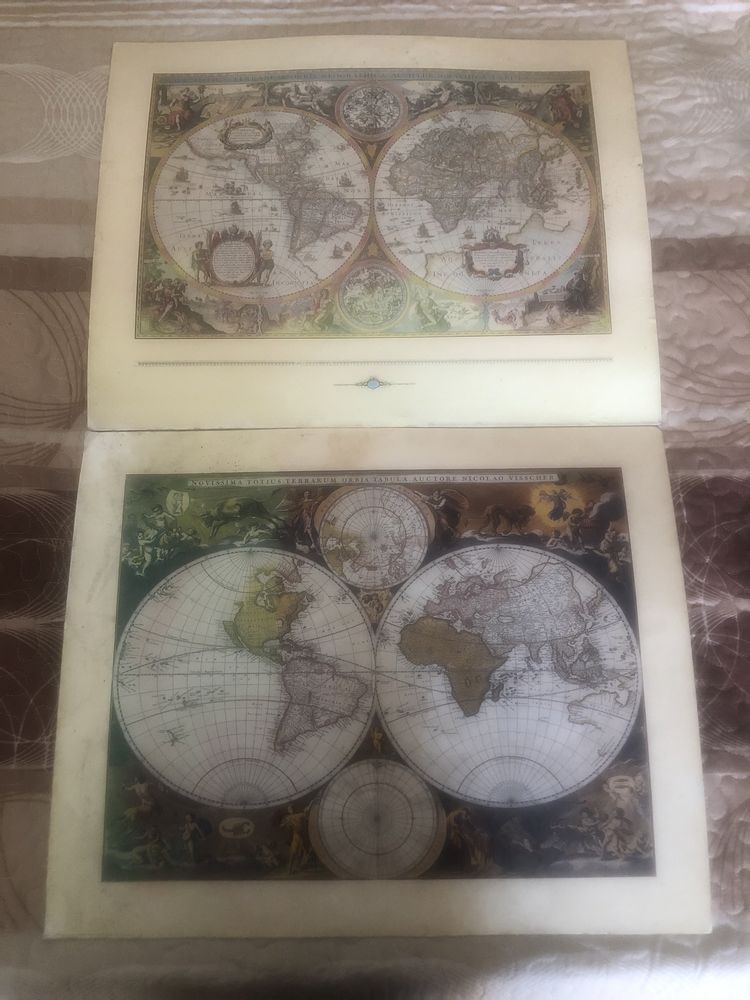Harta lumii geografica si hidraulica, imagini vechi pt colectionari