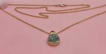 Pandant cu lănțișor aur roz 14k unicat diamant și druzy