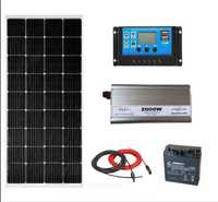 kit cu panou solar 100W-200W si invertor 2000W iluminat,cabana,rulota