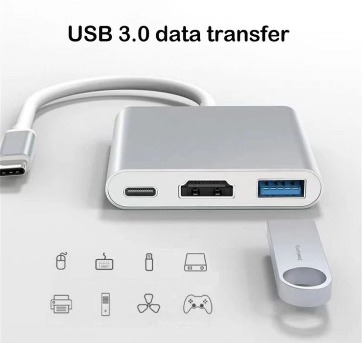 3in1 adaptor Tip C Hdmi USB 3.1 Macbook Laptop etc