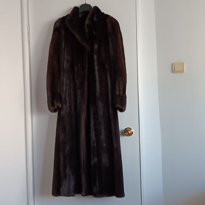 Haină de blana nucă maro lunga