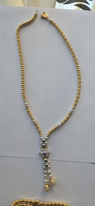 Set colier cercei bratara inel Zancan cu aur diamante safire perle