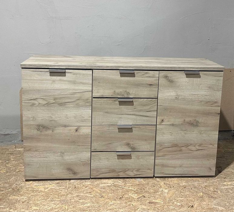 Comoda TV 1,35 m cu 2 usi si 4 Sertare; Dulap cu spatii de depozitare