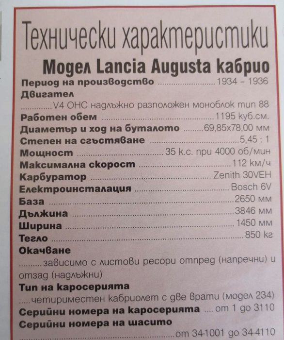 Lancia Augusta 1934 - Ретро автомобил Oldtimer