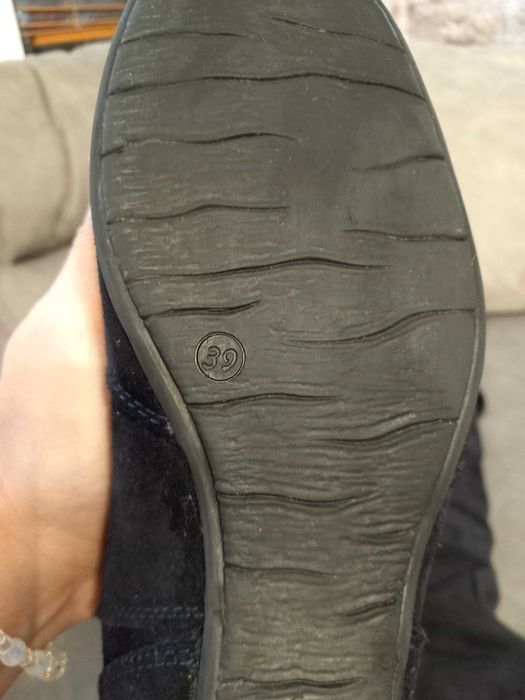 Тъмносини дамски ботуши от естествен велур, номер 39