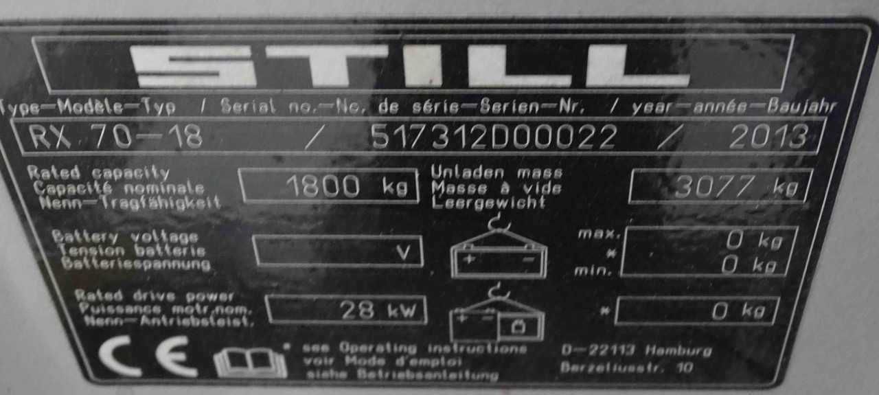 Vand stivuitor STILL RX70-18 diesel - second hand