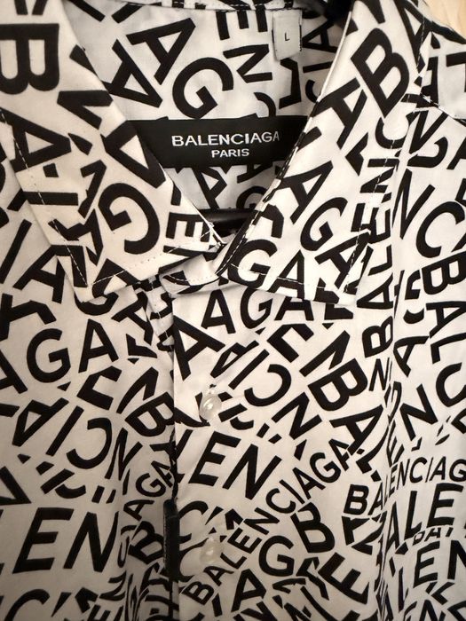 Balenciaga мъжка риза • бял модел със лого • всички размери
