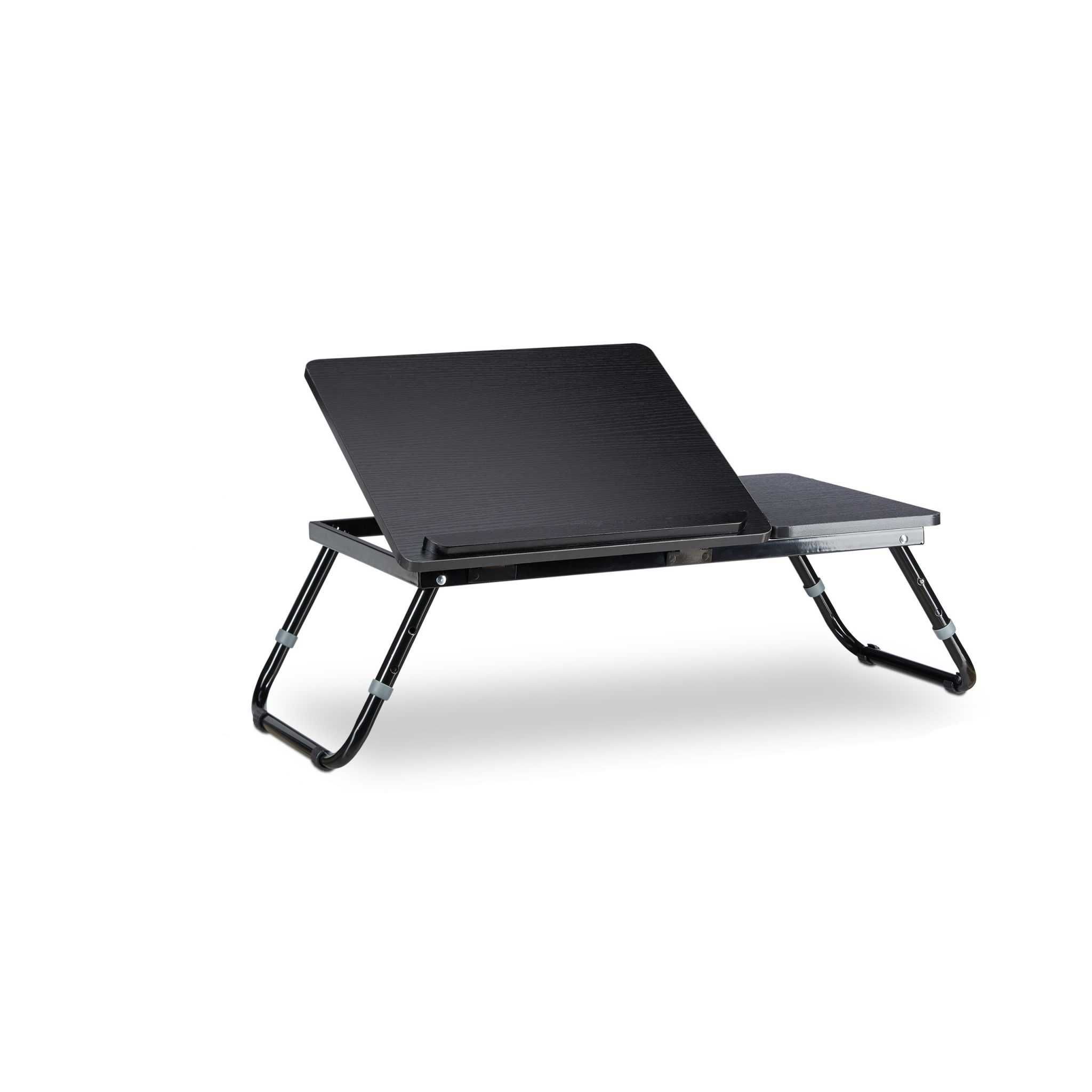 Masa laptop sau pat, lemn, negru, inaltime reglabila, pliabila