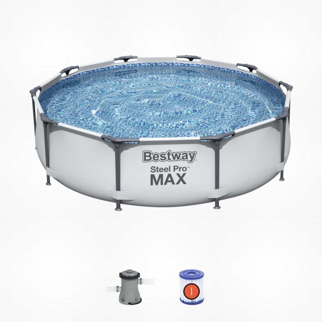 BESTWAY кръгъл басейн с ф. помпа 3.05m x 76cm Steel Pro