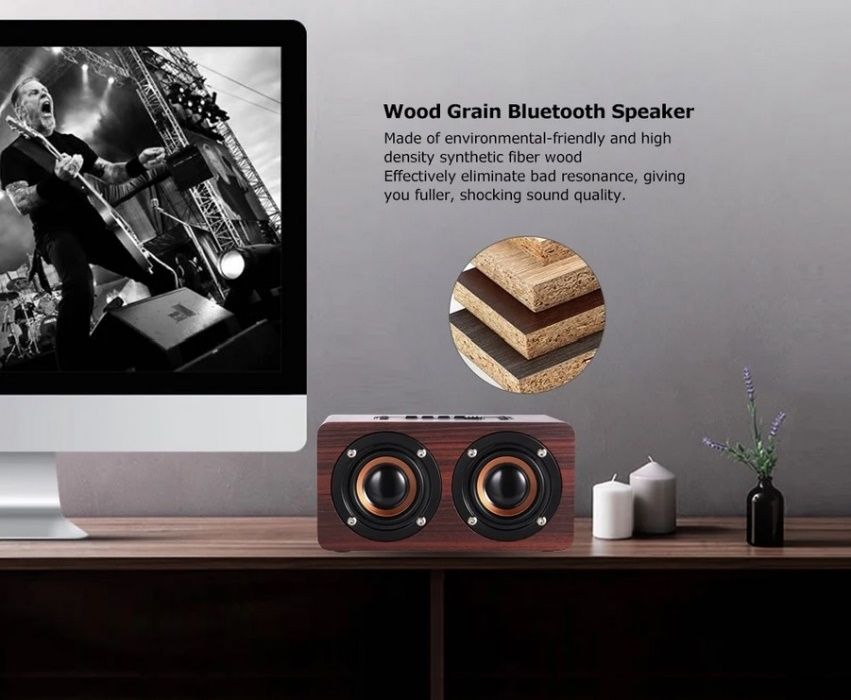 Sistem audio Bluetooth lemn Mahon, 6W, microfon, nou