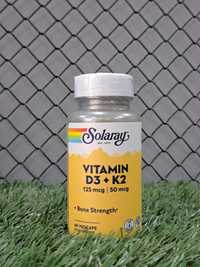 Solaray Vitamin D3+K2 125mcg 50 mcg 60 Veg Caps