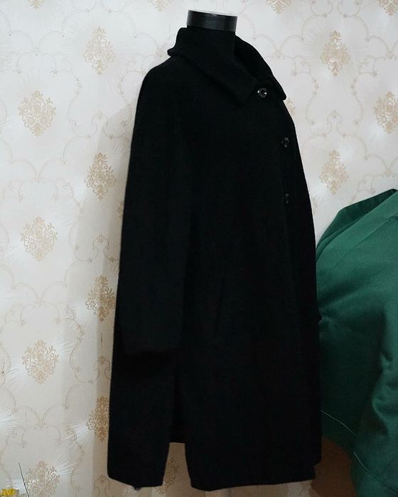 Palton negru clopot lana cu nasturi