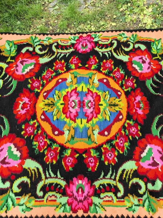 Covor nou oltenesc lana tesut manual 160x245cm anii 80 kilim chilim