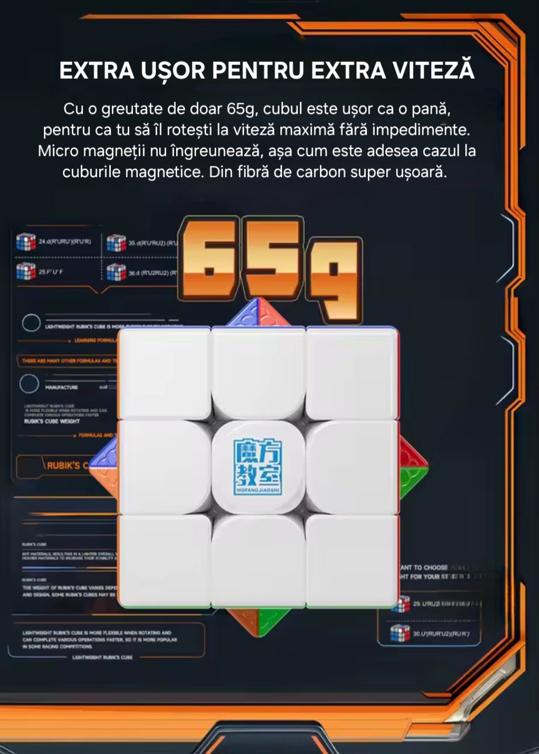 Cub Rubik Magic Magnetic "Furia Magnetică". Stickerless+Accesorii.