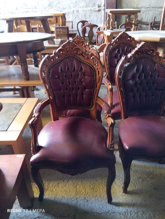 Бароков стол дърворезба и кожени внос от Европа