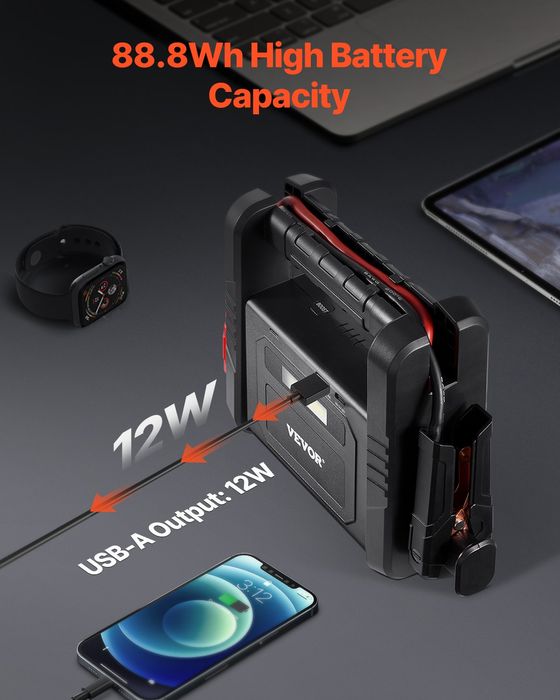 Starter Auto Portabil 4000A,Booster Baterie cu Compresor